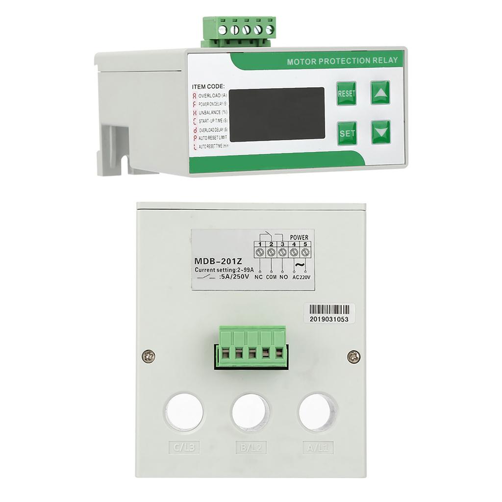 220 В переменного тока Цифровая защита электродвигателя 2 99 А Защита от перегрузки и потери фазы с дисплеем(220V)