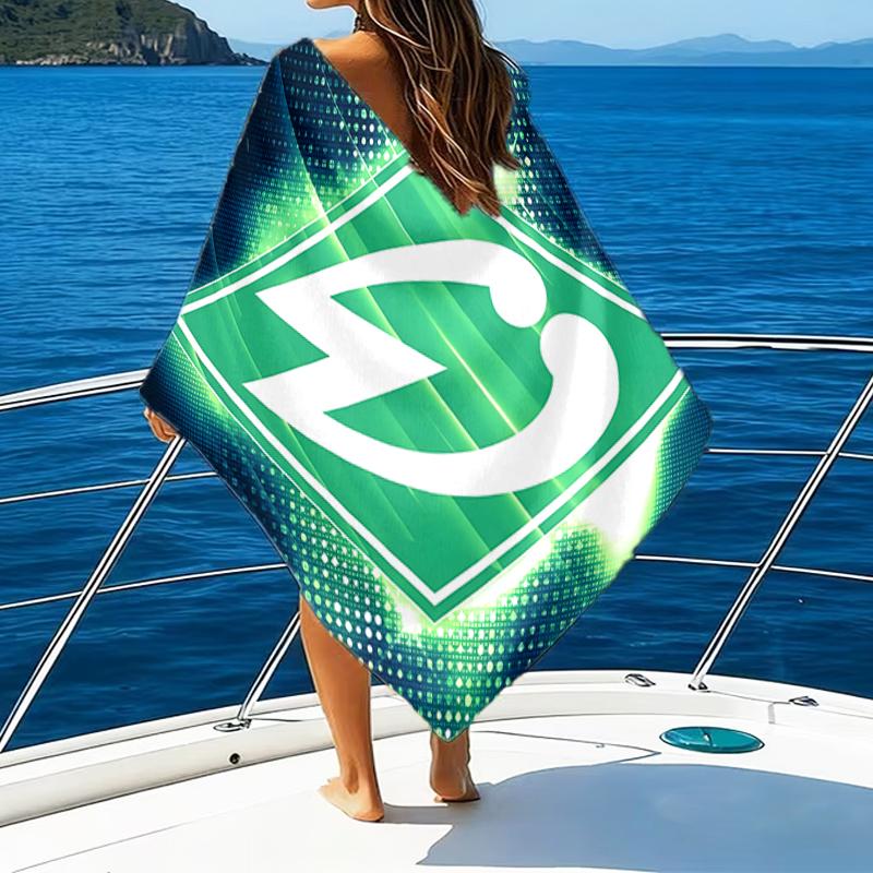 Green Werder Symbol Beach Towel - Soft, Absorbent Microfiber, Lightweight, Ideal for The Beach, Parties, Travel, Camping fan gifts