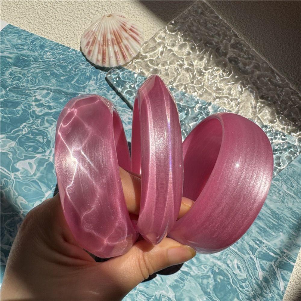 Shiny Glitter Acrylic Bangle Europe American Style Retro  Hand Ring Jelly Color Wide Bracelet  Gift