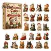 Christmas Wall Decorations Animal Advent Calendar, 24-Days Acrylic 2D Ornament Set with Cute Festive Countdown Box Dog/Cat/Bear Designs, Gift