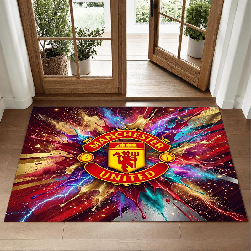 Manchester United Design Crystal Velvet Rug Soft Decorative Mat for Bedroom Entrance