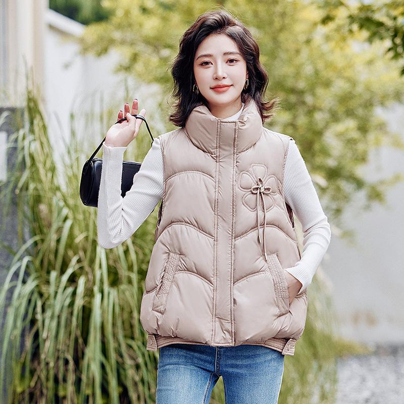 Fashion versatile down cotton vest women's short stand-up collar new cotton vest student wear cotton vest