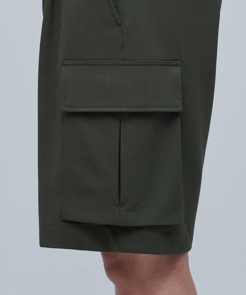 MUSINSA STANDARD Wide Banding Cargo Half Slacks [Dusty Khaki]