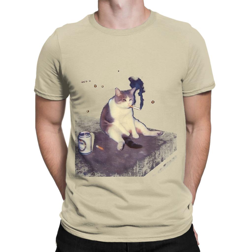 Smoking Meme Funny Cigarette Kitten Brainrot Tee Funny 100 Cotton TShirt Meme Tops Tees For Unisex