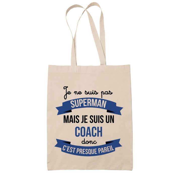 Tote bag - PLANETEE - Coach Superhéros - Coton - Beige - Imprimé en France