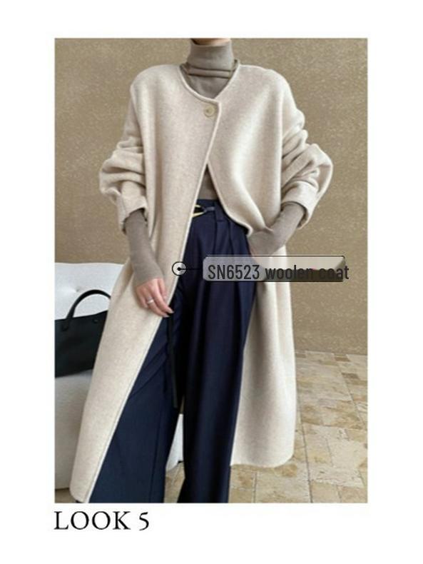 Синан Шерстяной Свитер с Высоким Воротником Универсальный Приталенный SN6661