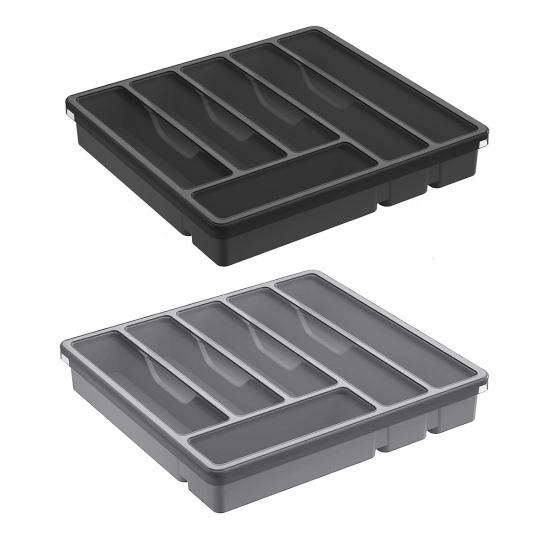 Cutlery Storage Box with Lid 6 Compartments Plastic Organizer for Kitchen Drawer And Countertop BPA-Free Tableware Holder Case for Spoons Forks