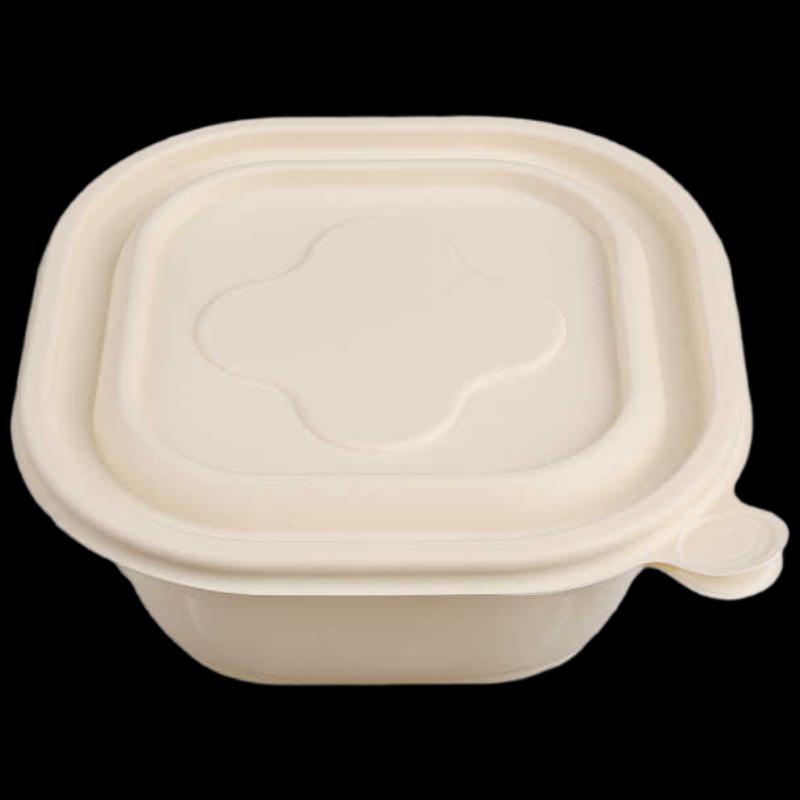 450 мл Биоразлагаемый квадратный контейнер на вынос из кукурузного крахмала с крышкой