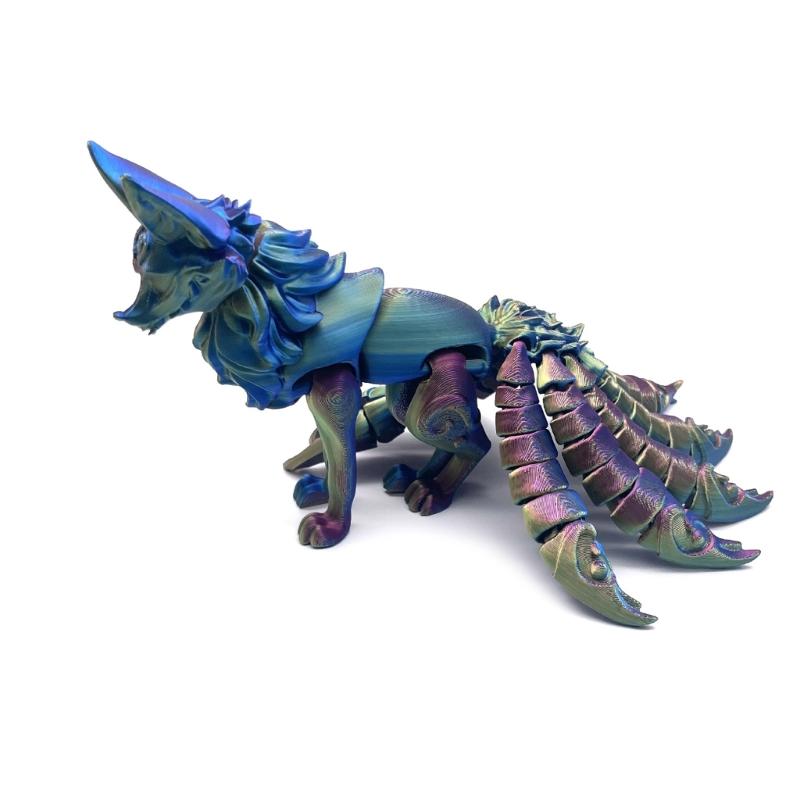 Articulated Nine Tailed Foxes Model, 3D Printed Multi Joint Collectible Figurine, Home Decoration Craft