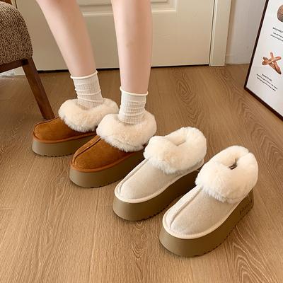 Женские легкие зимние теплые меховые ботинки на толстой подошве, плюшевая подкладка, нескользящие, повседневные спортивные хлопковые ботинки, кроссовки, меховая обувь