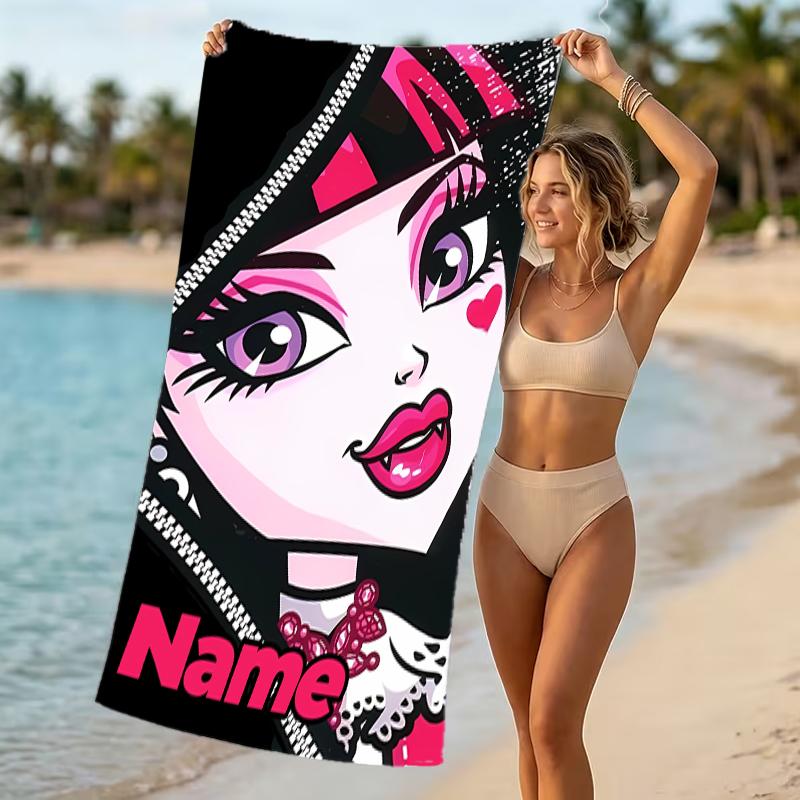 Customizable personalized beach towels Monster High themed designs.Suitable for the beach, yoga, sports;ideal as beach accessories