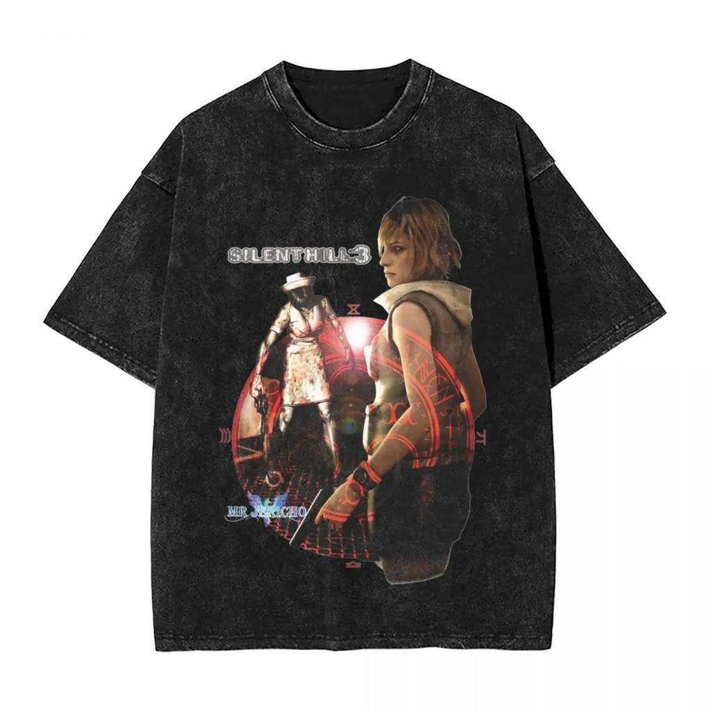 Модные винтажные футболки Silent Hill, уличная одежда, топы с принтами для мужчин и женщин, хлопок, Харадзюку, тематика фильмов ужасов и игр