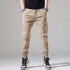 Летние тонкие мужские брюки корейской версии Свободные, простые, облегающие мужские повседневные брюки на маленькую ногу с эластичной резинкой на талии, трендовые длинные брюки