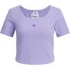 Originals Solid Color Loose Knit Pullover Round Neck Short Sleeve T-Shirt Women Tops Light-Purple JM2708