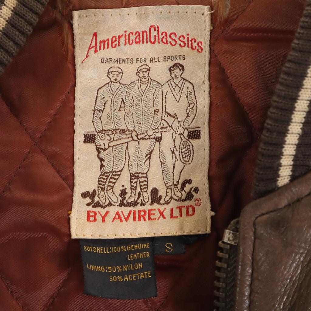 AVIREX 90-е Старая кожаная куртка S Коричневый Блузон Мужская Б/У