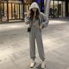 3 Pcs/Set Women Fall Tracksuit Sleeveless Vest Hooded Long Sleeve Zip-up Coat Elastic Waist Ankle-banded Trousers Daily Wear Sport Outfit
