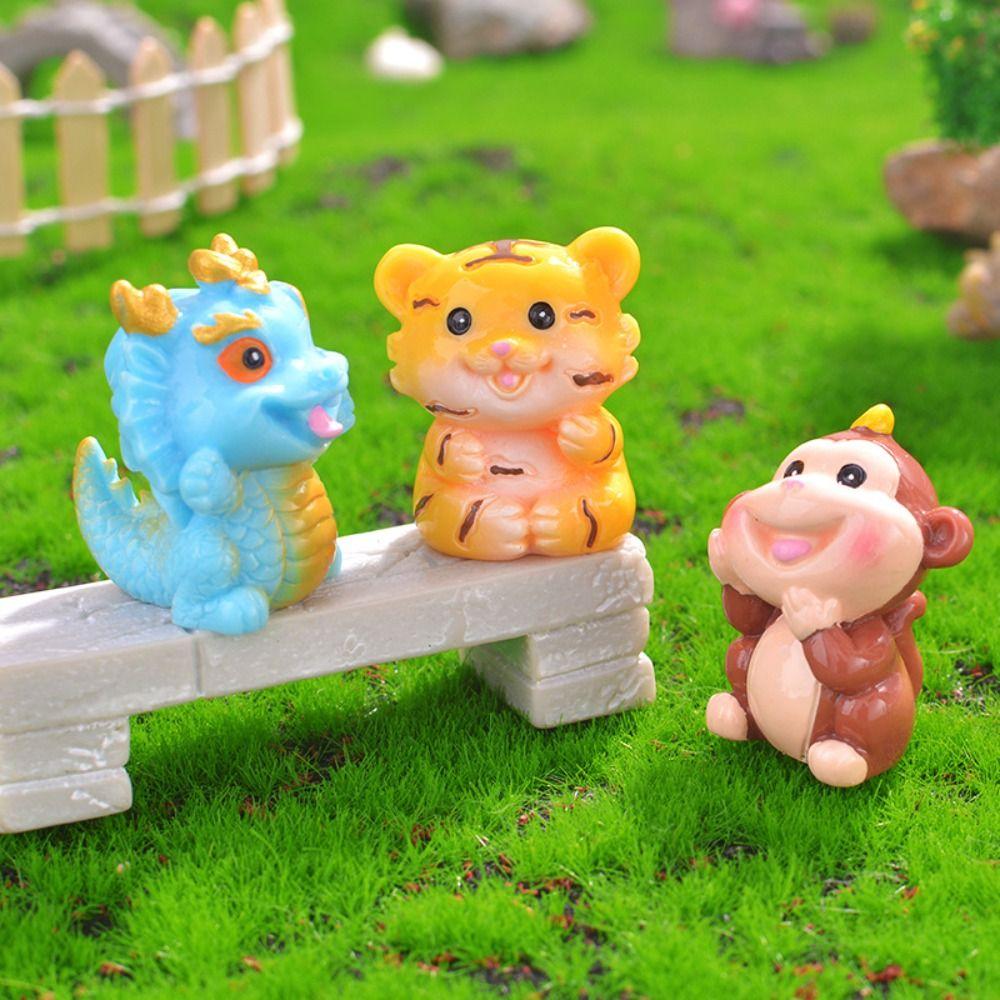 Миниатюрные фигурки двенадцати знаков зодиака, сделай сам, изделия из смолы, украшения животных, украшение для автомобиля, офиса, рабочего стола