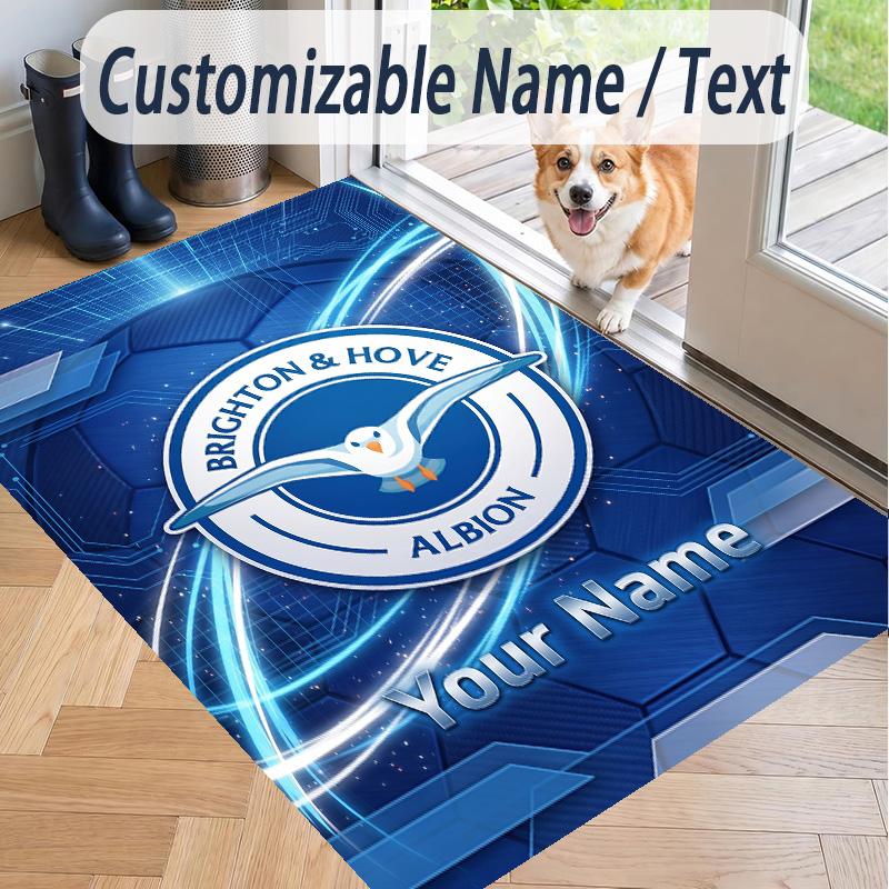 Custom Text Printed Rug Brighton & Hove Albion Football Non Slip Floor Carpet For Home Room Decor