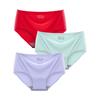 3 Pcs/Set Seamless Panties Silk Pamty Mid Waist Underwear Comfort Underpants Solid Invisible Briefs Female Lingerie
