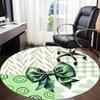 1pc Green Bow Office Round Rug, Carpet for Office, Gaming, Lightweight Round Floor Mat yy260205060