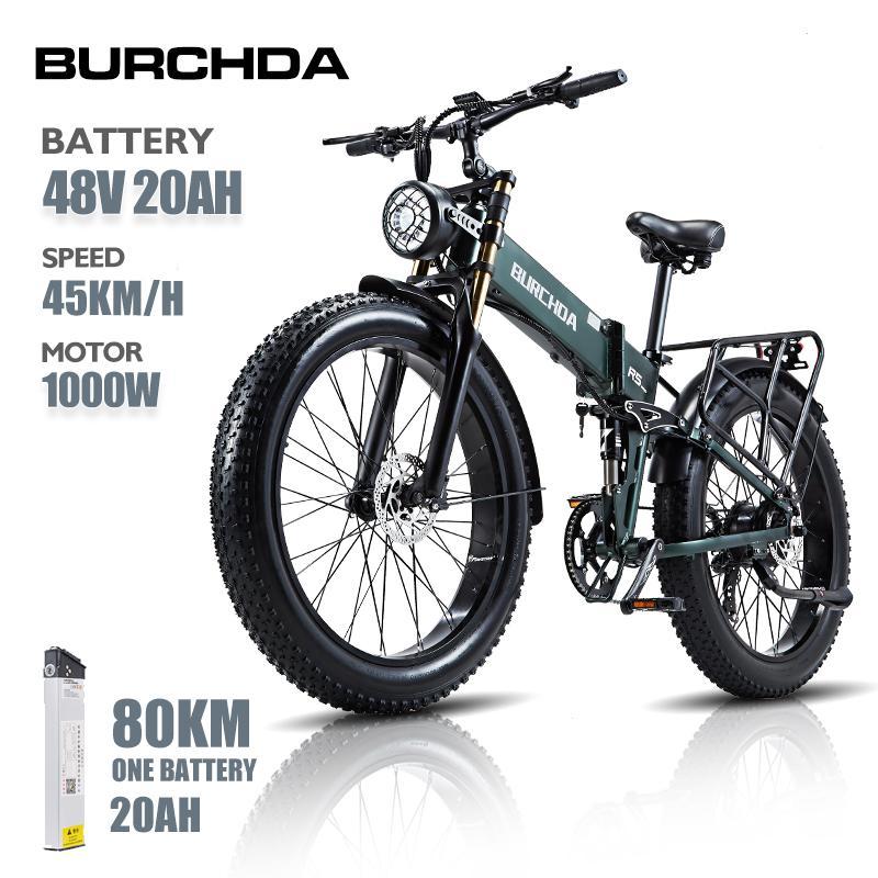 BURCHDA R5PRO 1000W50KM/H 26 дюймов складной электрический горный велосипед 48V20AH Литиевый Fatbike электрический велосипед для взрослых мотоцикл