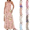 Женское весенне-летнее повседневное модное платье-сарафан с регулируемыми бретелями и принтом