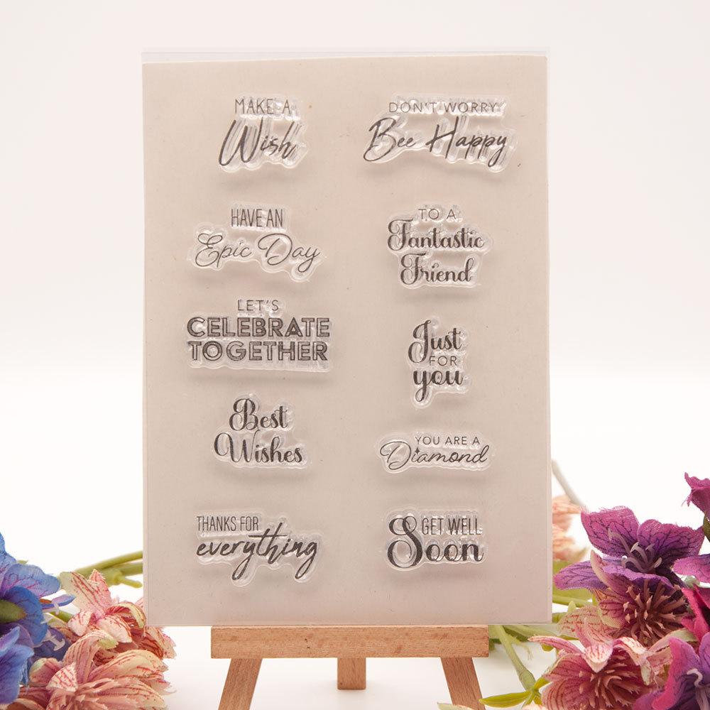 Christmas Birthday Greeting Transparent Silicone Clear Stamps DIY Scrapbooking Album Paper Card Best Wishes Word Letter