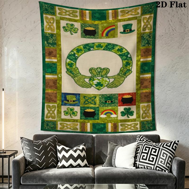 St.Patrick's Day Wall Tapestry Aesthetic Wall Hanging Printed Fabric Blanket Decorative Tapestries for Bedroom Living Room Home Decor