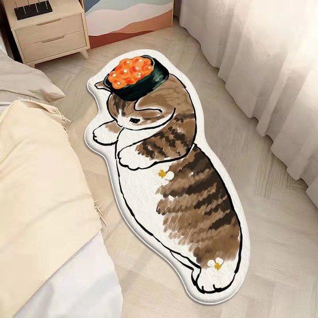 Милый ковер с мультяшным котом, плюшевые, пушистые, нерегулярные прикроватные ковры, утепленный нескользящий напольный коврик, коврик для детской комнаты, декор для спальни