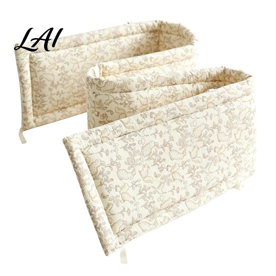 Breathable Cotton Crib Liner Bumper Pad for Newborns Anti-collision Fixed Quilting Stable Toddlers Bed Liner Easy Install Soft Protective