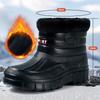 Winter Velvet Thickened Warm Outdoor Rain Boots High-top Men's Car Wash Labor Insurance Non-slip Medium and High Waterproof Cotton Shoes
