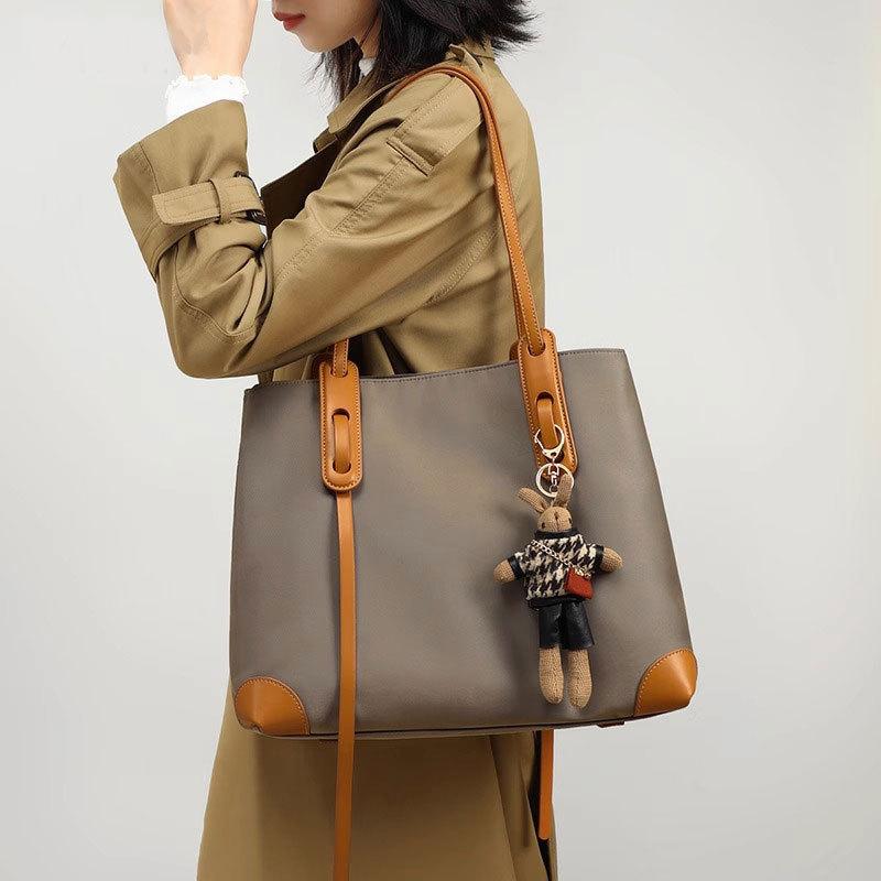 Women's bag, new tote bag, shoulder large capacity, senior feeling, foreign style 2025 large bag, canvas women's bag, bucket bag.