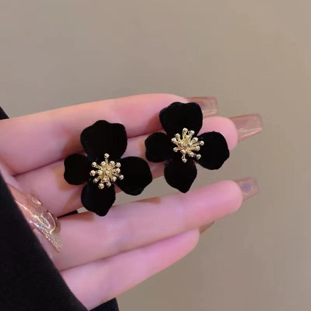 Аксессуары Велюровые серьги-гвоздики с флокированием бархатные серьги с цветами Прочные легкие роскошные серьги