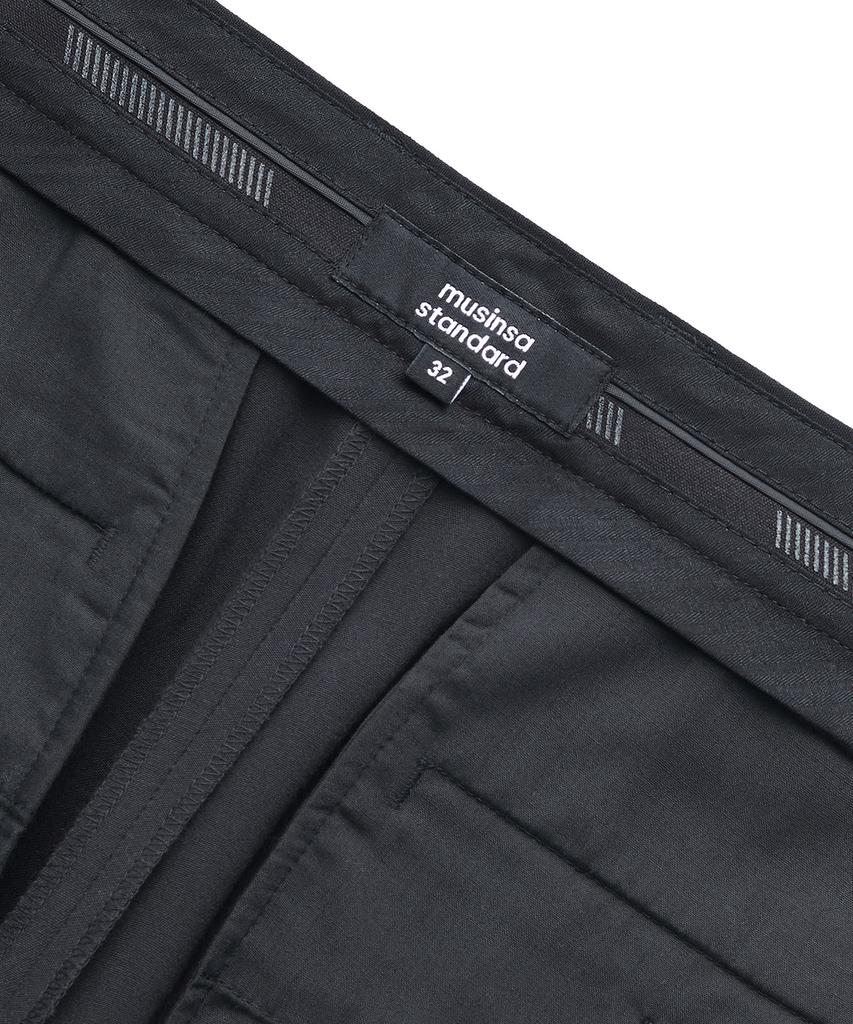 MUSINSA STANDARD Lightweight Loose Tapered Hidden Banding Crop Slacks [Dark Gray]