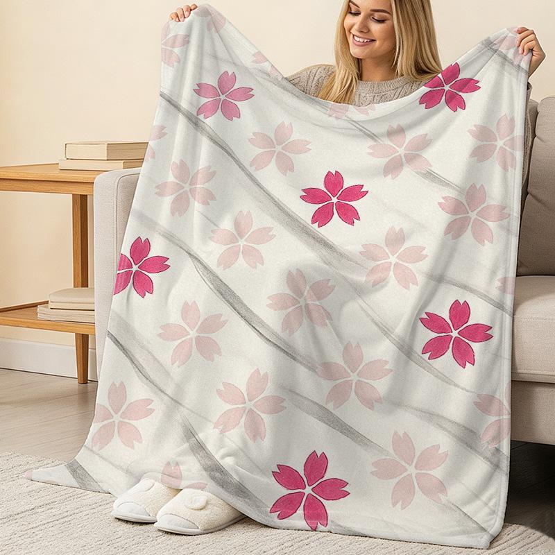 Soft Flannel Blanket | Cherry Blossom Collection, Dense Fuzzy Feel, Warm & Skin-Friendly, Cozy for Home Use, Ideal Halloween & Christmas Decor