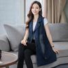 Весна Осень Женский Жилет Джинсовая Куртка Мода Длинный Безрукавный Жилет Шерпа