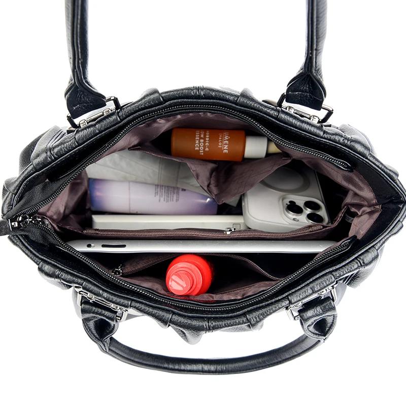 Однотонная роскошная женская сумка-тоут из высококачественной кожи, дизайнерская, большой вместимости