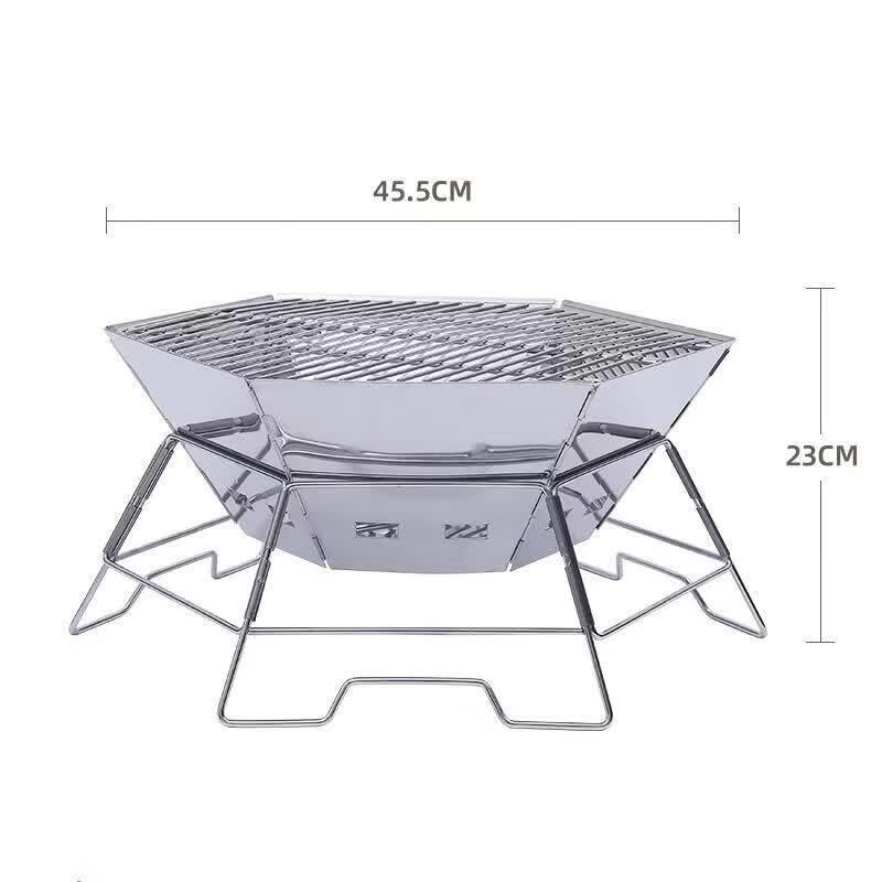 JINGGENG Piaotu Stainless Steel Folding Fire Pit BBQ Grill