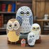 5-Layer Owl Matryoshka Doll Wooden Russian Nesting Dolls Educational Nesting Owls Toy for Kids Gift Home Decor Desk Centerpiece