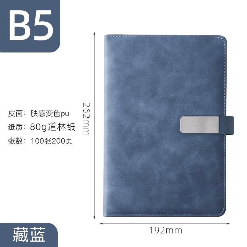 Customized A3 Hardcover Leather Bound Notebook with Logo Buckle 100 Sheets Thermal Binding for Office Business Meetings Record