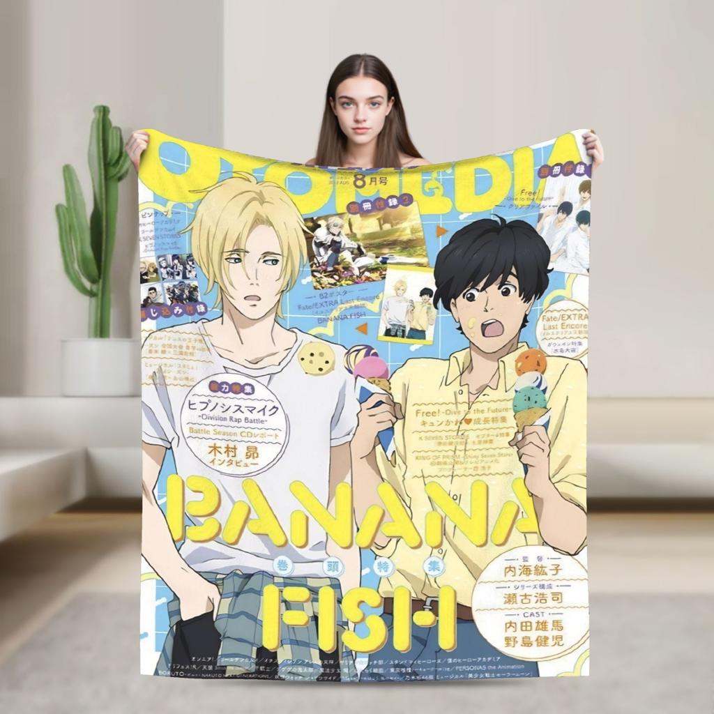 Banana Fish Anime Throw Blanket for Couch  Soft Fuzzy Plush Blanket 50x60 Inch Multiple Sizes Bedspreads for All Seasons