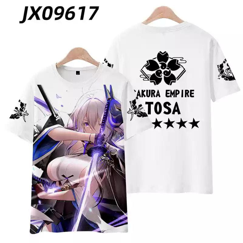 Популярная игра Azur Lane Футболка 3D-печать Мужская/Женская Аниме футболка Повседневная Харадзюку