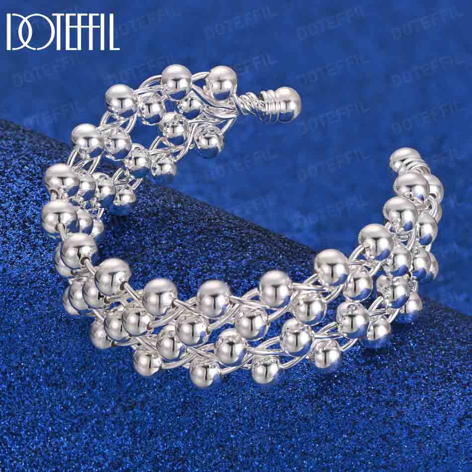 Браслет из стерлингового серебра 925 пробы со скользящими бусинами, модные свадебные украшения