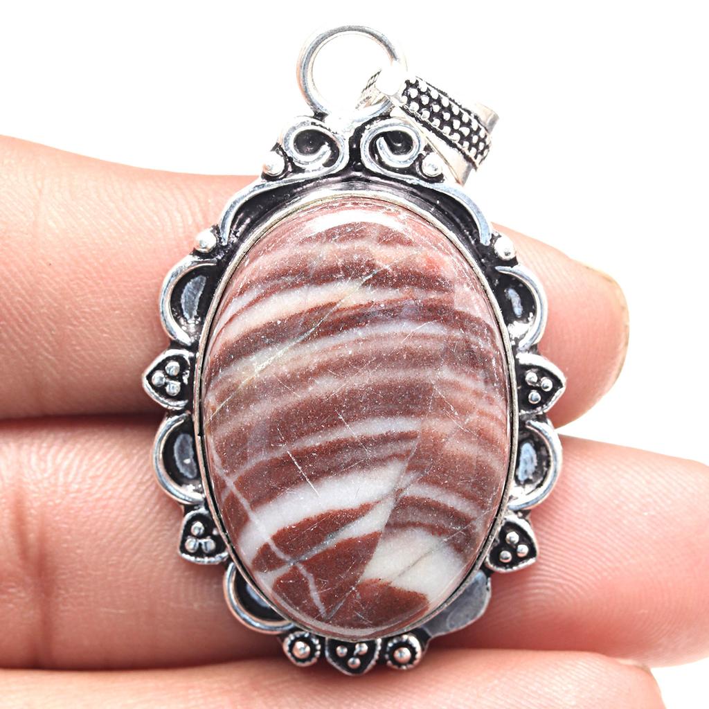 Pendant Designer Jasper Gemstone Handmade Gift For Her Silver Jewelry 2.25"