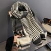 New H Letter Imitation Cashmere Scarf for Women Houndstooth Jacquard Scarf Versatile Shawl Double Sided Thickened Scarf