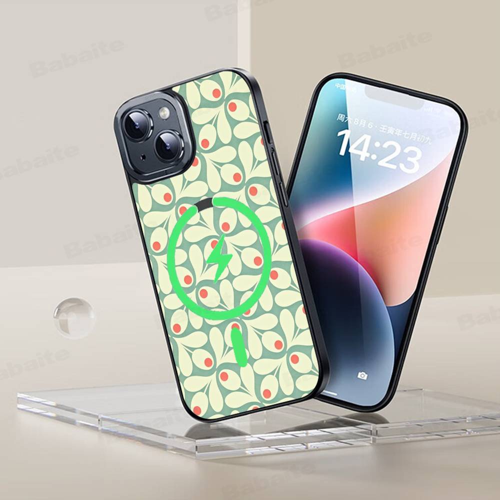 Чехол с магнитом Magsafe Orla Kiely с принтом «Множество стеблей» для iPhone 17 Air 16 15 14 13 12 11 Pro Max Plus Беспроводная зарядка