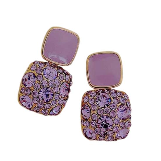 1 пара женских серег со стразами, квадратные, винтажные, не тускнеющие, блестящие, роскошные серьги-пусеты для подарка