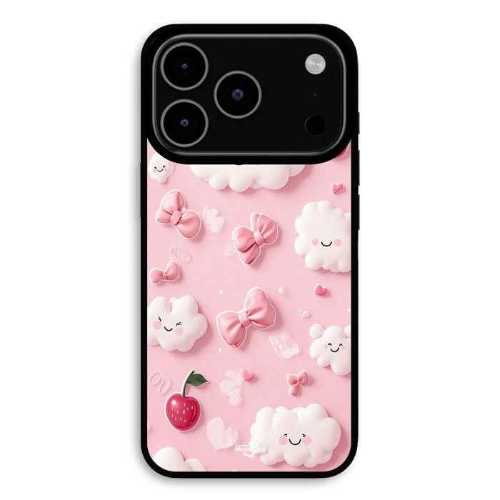 Coque Pour iPhone 18 Pro Max Texture cerise nuage noeud rose Maniacase