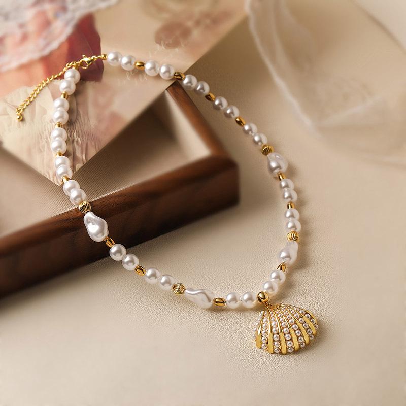 Трансграничный Xiaoxiangfeng Любовь Пентаграмма Капля воды Жемчужное ожерелье Ретро Океанский ветер Ракушка Морская жемчужная цепочка на шею