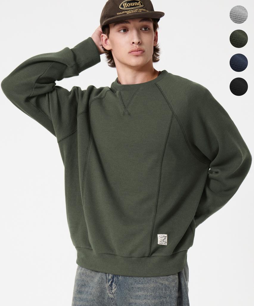TRILLION Overlock Stitch Waffle Sweatshirt_4Color
